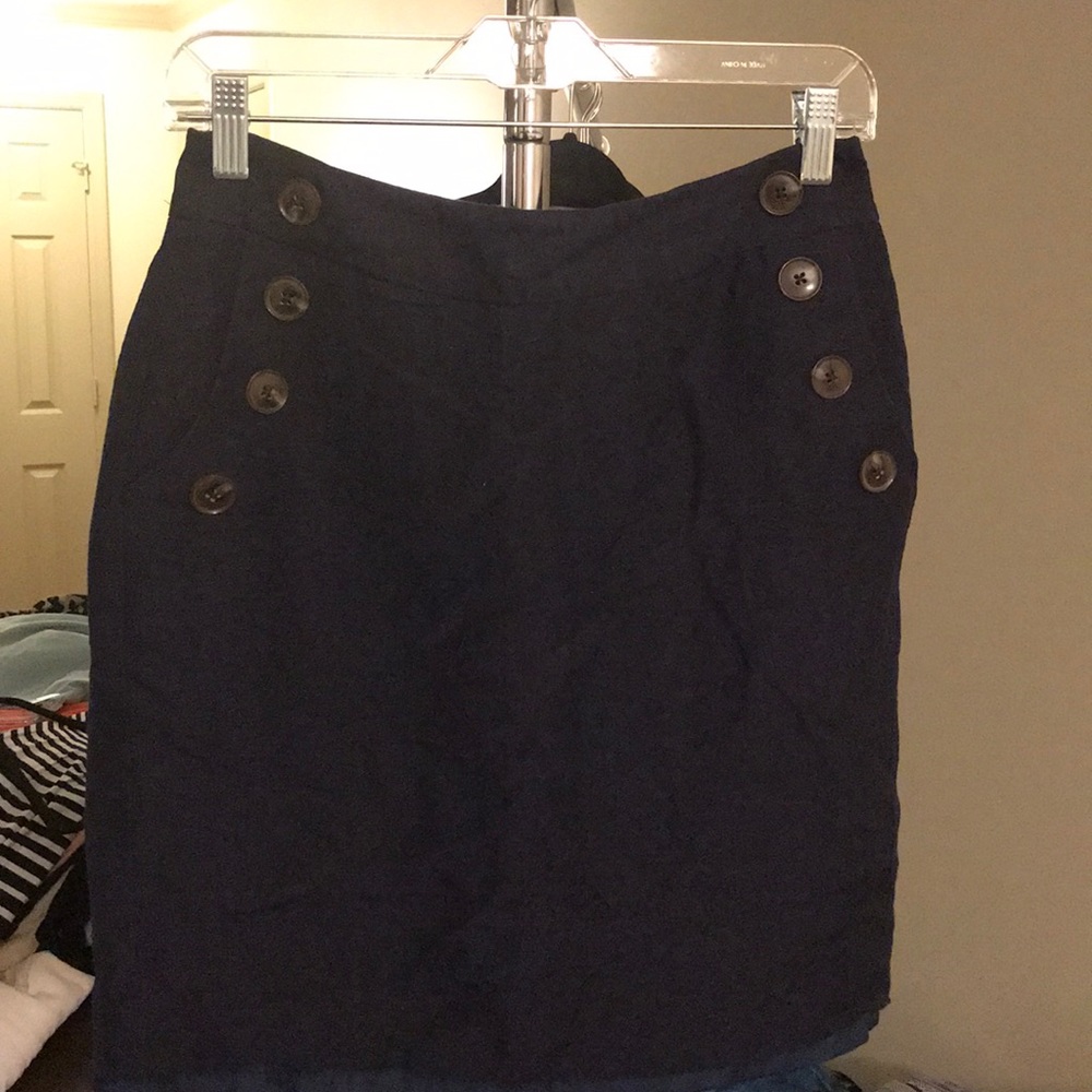 Navy Blue Linen Skirt